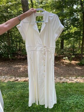 Maeve Cream Button-Front Midi Dress